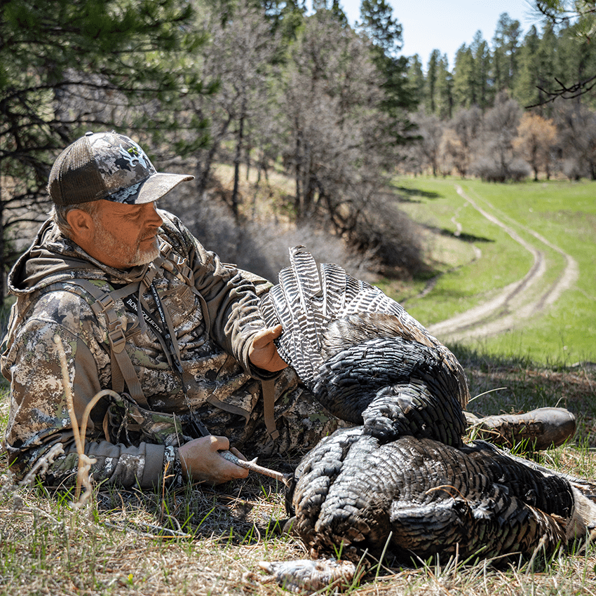 Michael Waddell laying next to harvest