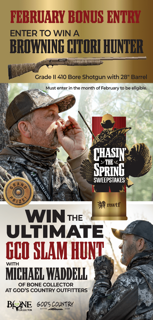 enter during February for the chance to win a bonus Browning Citori Hunter shotgun