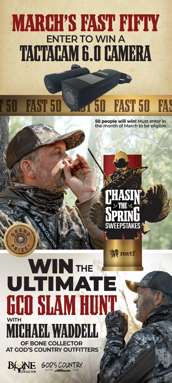 enter during March for the chance to win 1 of 50 bonus Tactacam 6.0 Camera