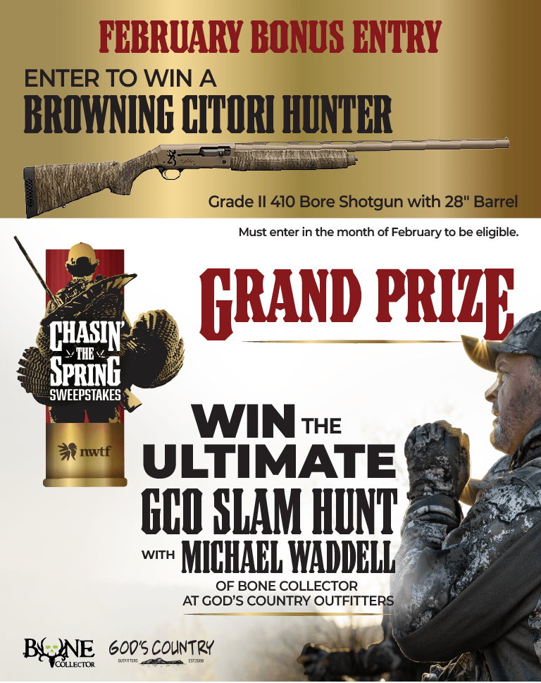 enter during February for the chance to win a bonus Browning Citori Hunter shotgun