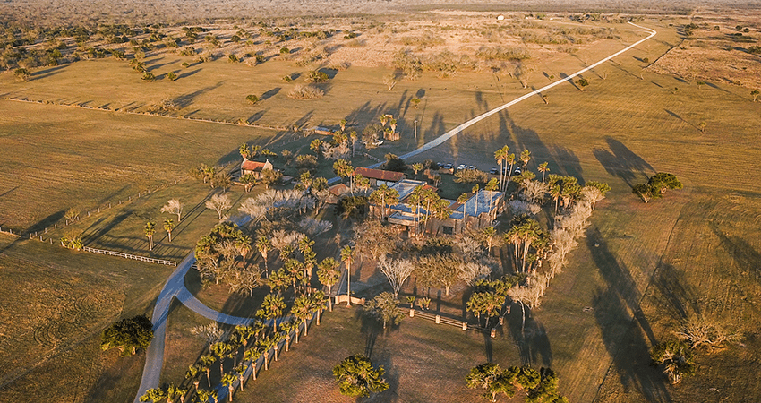aerial shot of the Hacienda Yturria Ranch