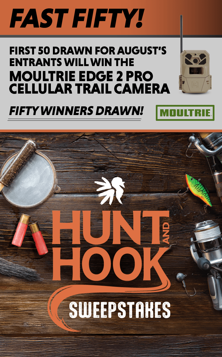 enter during August for the chance to win 1 of 50 bonus Moultrie Edge 2 Pro Cellular Trail Cameras