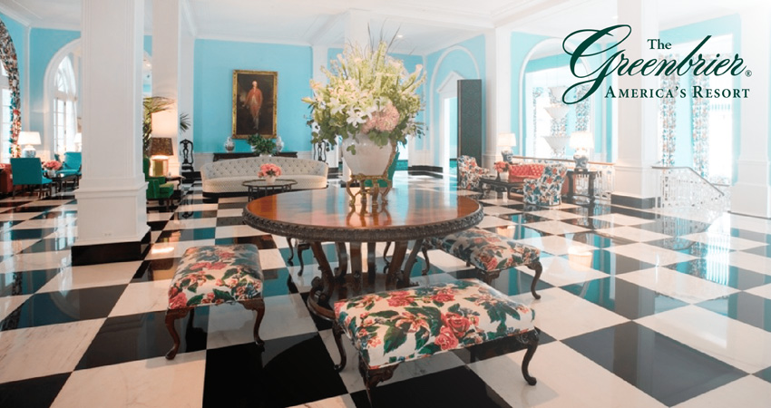 tea room decorated in teal and red floral colors and patterns