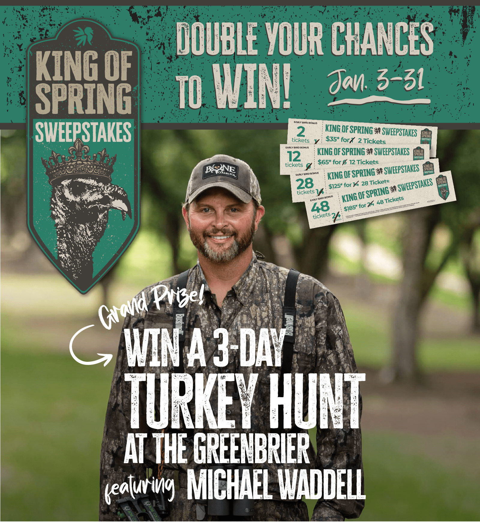 double your chances to win January 3rd through 31st