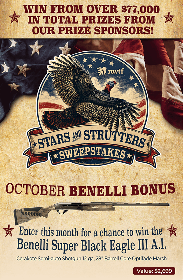 enter during October for the chance to win a bonus Benelli Super Black Eagle 3 A.I. shotgun